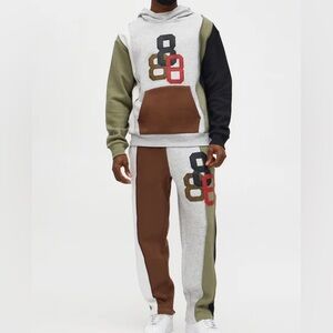 Fashion Nova Colorblock Patchwork Hoodie and Joggers Set